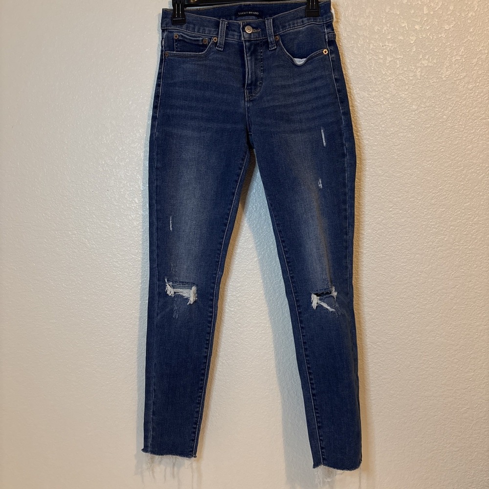 Lucky Brand AVA‎ Mid Rise Skinny Ankle Jeans Womens Size 6/28 Distressed
